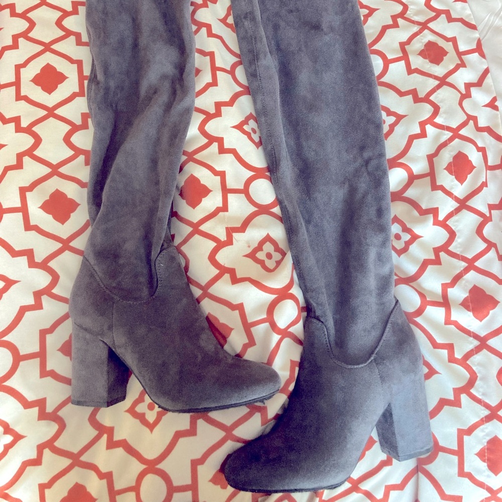 Gray Over the Knee Boots